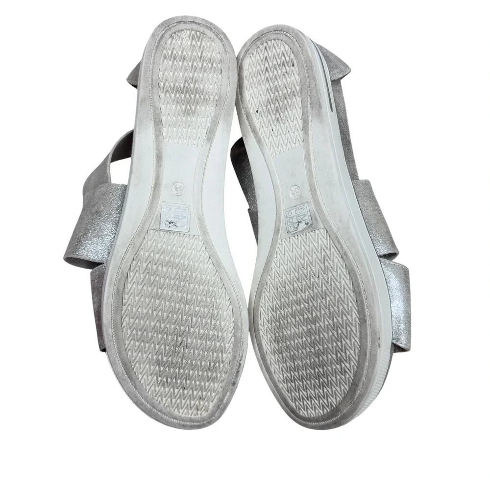 Eileen Fisher Sport Suede Sneaker Sandals 38‎ US7.5 Metallic Leather Back Zip